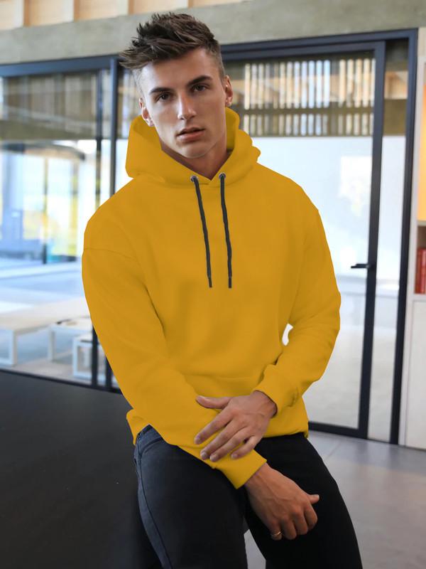 Cotton Solid Full Sleeves Mens Hoodie