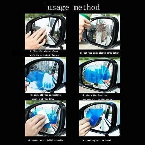 Car Mirror Rain Guard-Waterproof Anti Fog Car Film Rainproof Anti-Water Film Rear-View Mirror Film HD Nano Protective Clear Safe Driving Sticker