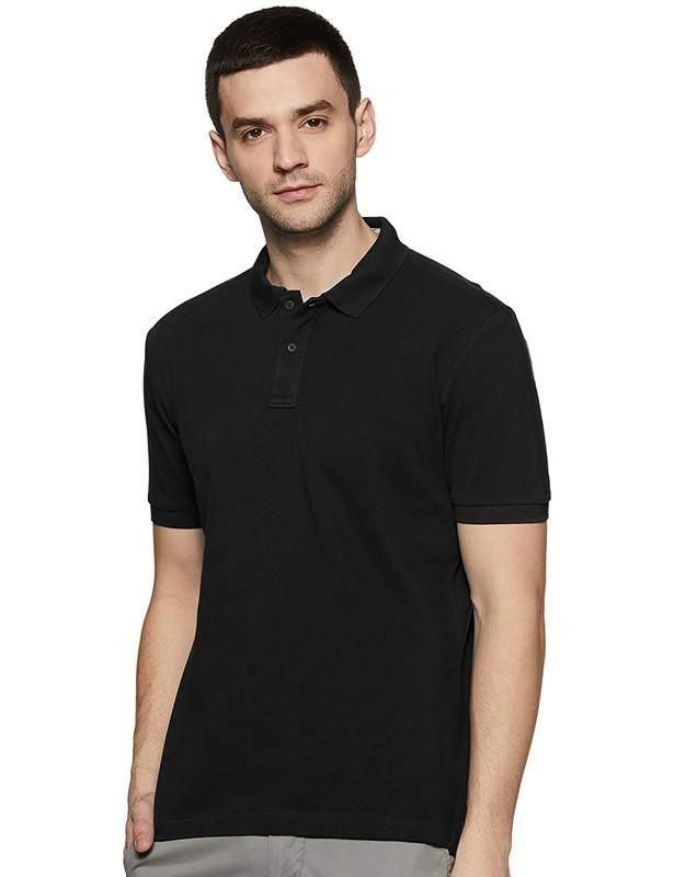 Polycotton  Solid Half Sleeves Polo Neck T-Shirt