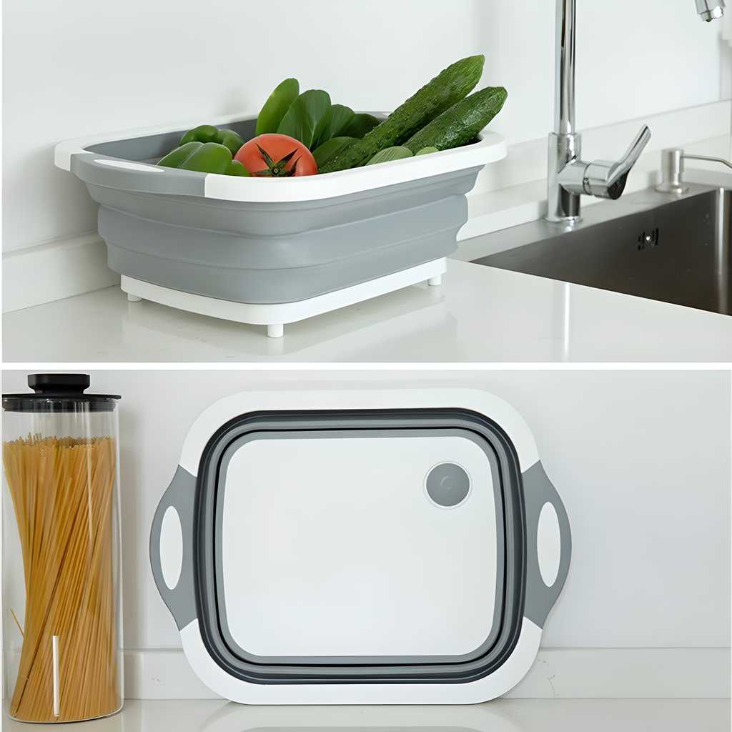 Collapsible Cutting Board With Dish Tub Basket