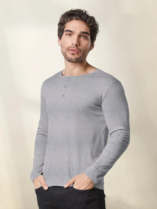 Mens Full Sleeve Cotton Henley T-shirt