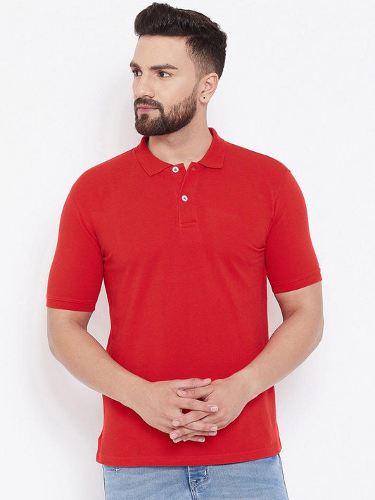 Cotton Blend Solid Half Sleeves Polo T-Shirt