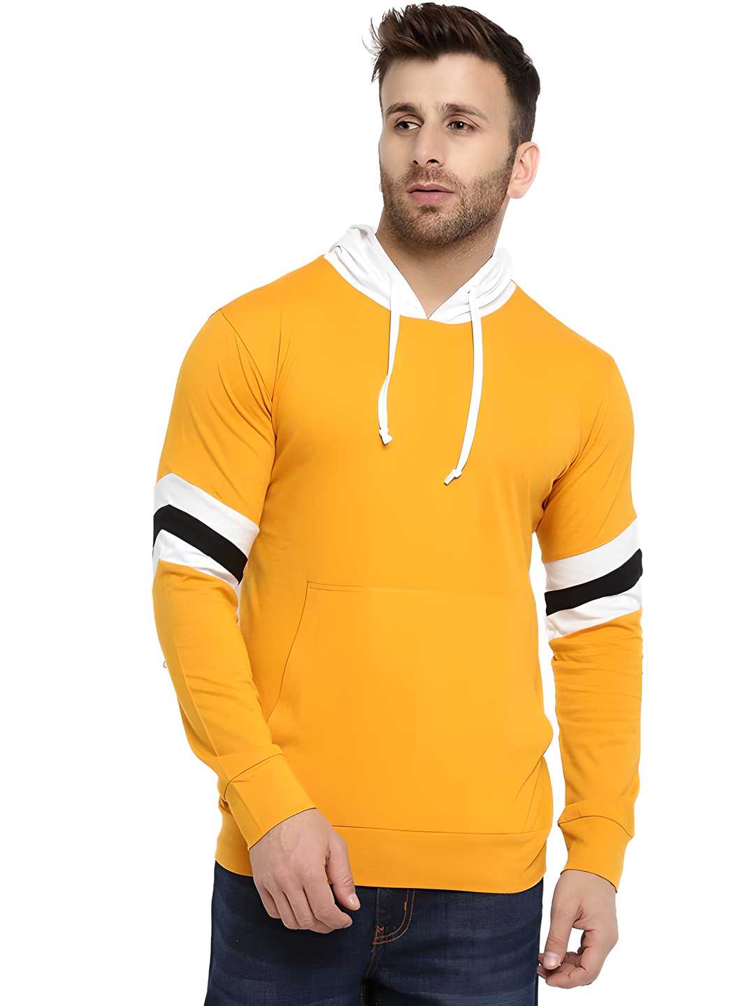 Cotton Solid Full Sleeves Hooded T-Shirt