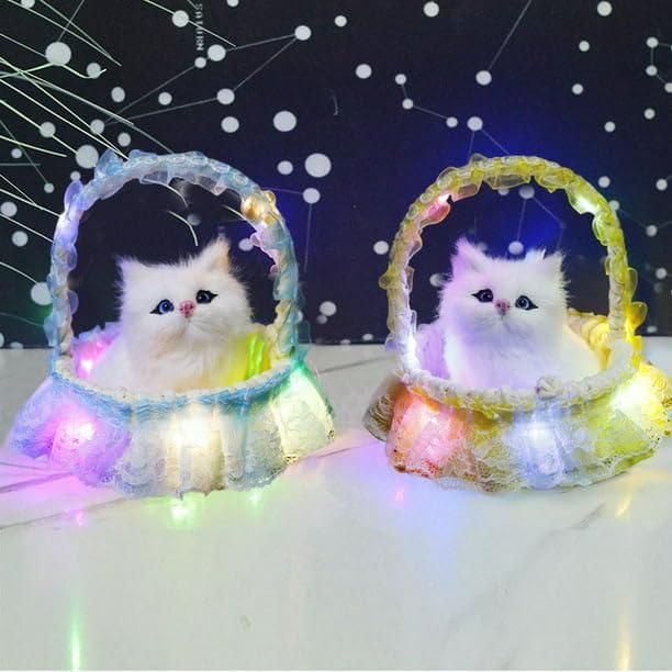 Kitten in LED Lights Basket Toy