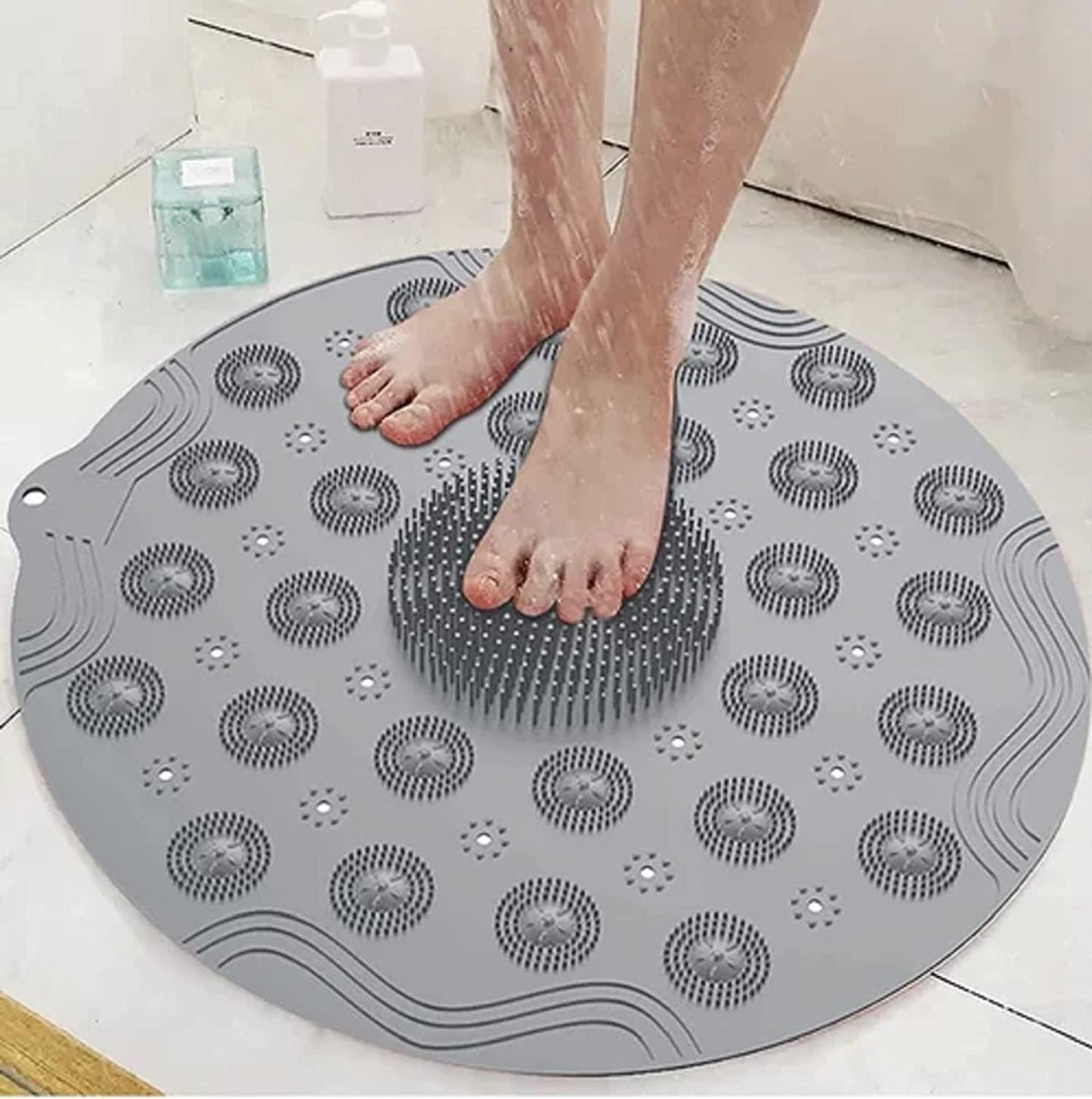 Shower Foot Cleaner Scrubber Foot Brush Massager Pad Non Slip Suction Cup Exfoliating Dead Skin Foot Mat for Shower (Pack of 2)