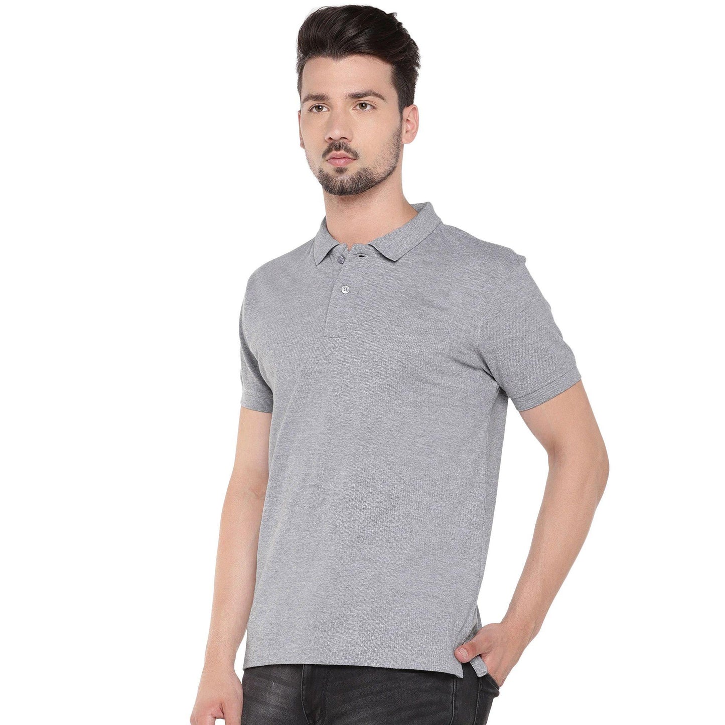 Cotton Blend Solid Half Sleeves Polo T-Shirt