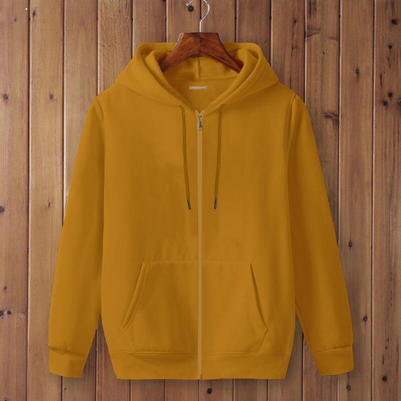 Cotton Solid Full Sleeves Regular Fit Mens Hooded Jacket